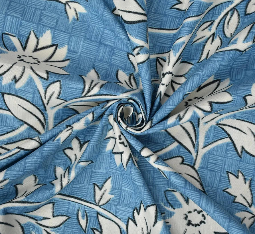Homefab India 160 TC Glace Cotton Double BedSheet with 2 Pillow Covers -  - Blue, Floral